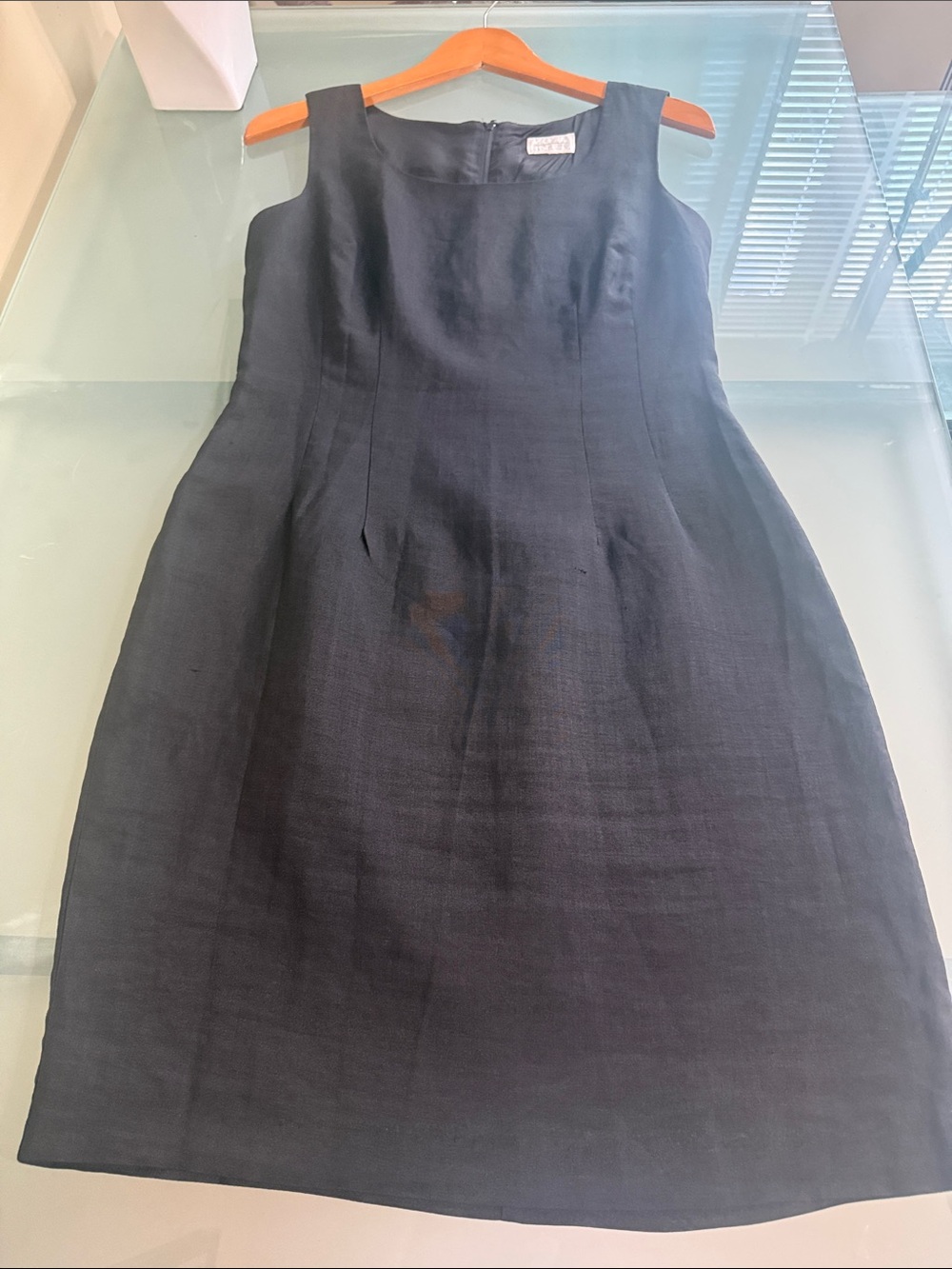 Moda International Black 100% Linen Shift Dress Size S Euro Summer